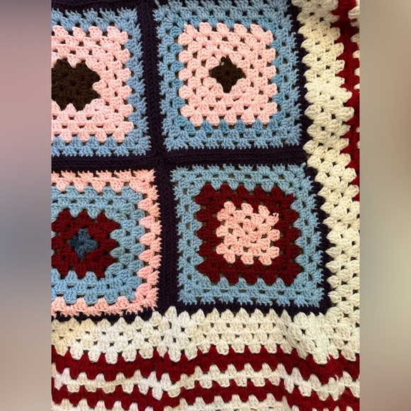Granny blanket hand knit Vintage Square Afghan Throw  Blanket Multi Colour - Picture 9 of 11